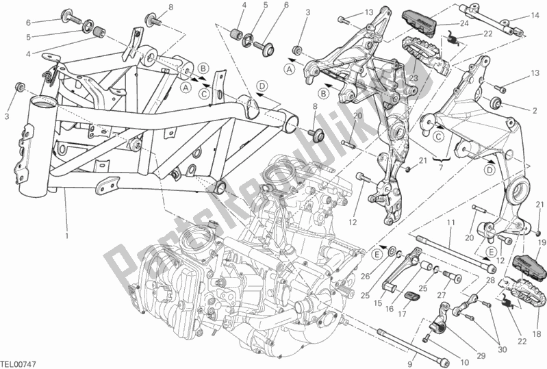 Todas as partes de Quadro, Armação do Ducati Multistrada 1200 S Touring 2013